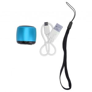 Mini haut-parleur Bluetooth caisson de basses lourd USB rechargeable haut-parleur sans fil portable en métal pour téléphone tablette PC bleu - Neuf