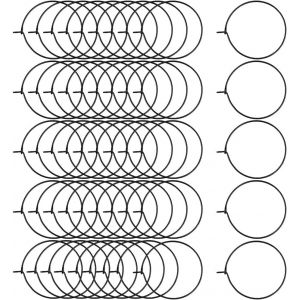 Kal-Lot De 50 Boucles D'oreilles Créoles - 25 Mm - En Acier Inoxydable 304 - Noir - Pour Mariage, Fête, Verre À Vin, Marqueur - Fabrication De Bijoux - Neuf