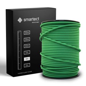 Cable Electrique Textile Vert,Fil Electrique Tissu de 3 M&egrave;tres,3 Conducteurs (3 x 0,75mm&sup2;) Cable Tissu Lampe pour Les Projets de Bricolage - Neuf