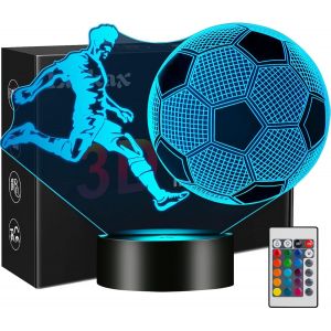 Football Enfants Veilleuse, Cadeau Gar&ccedil;ons Lampe Illusion 3d Ballon De Foot Led Lumi&egrave;re, 16 Couleurs Changeantes Dimmable,Cadeau D'anniversaire Pour Fan De Football Enfant Gar&ccedil;on Chambre D&eacute;coration - Neuf