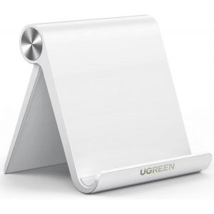 Support Tablette R&eacute;glable Bureau Pose Tablette T&eacute;l&eacute;phone Portable Pliable Compatible avec iPad Pro Air Mini Galaxy Tab A9 S9 A8 iPhone 16 Plus Pro Max 15 14 Galaxy S24 Ultra S23 S22 (Blanc) - Neuf