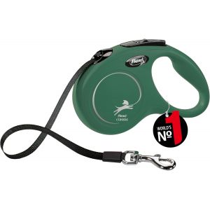 Classic S Sangle 5 M Vert Olive Laisse &Agrave; Enrouleur Pour Chien Jusqu'&agrave; 15 Kg - Neuf