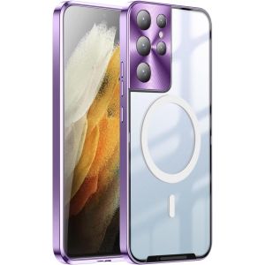 SJZG-Hercn Metal Protective Case For Samsung Galaxy S21 Ultra 5G ; Ring Magsafe Magnet - Wireless Charging - Aviation Aluminum Metal Protective Bumper Designed - Built-In Camera Lens Film - Slim (Pur - Neuf