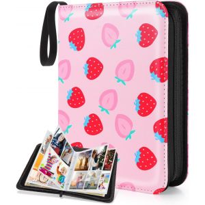Mdy-Classeur Carte Pour Filles,Porte Cartes Avec 55 Pages De 440 Cartes,Organisateur De Cartes Pour Cartes De Jeu Tcg, Collection De Cartes De Sport (Pêche Aux Fraises) - Neuf