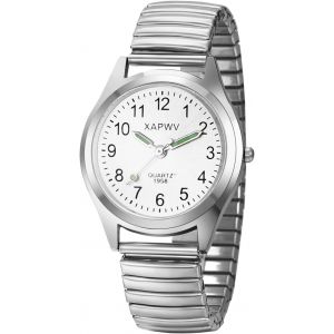 Montre Homme Femme Simple Extensible,Montre Couple &Agrave; Bracelet Elastique Analogique Quartz En Acier Inoxydable,1atm Etanche,Montre Rond Classique Avec Aiguilles Lumineuses,Cadeau Couple.[J457] - Neuf