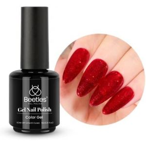 Beetles Uv Vernis &Agrave; Ongles Gel Scintillant Rouge, 15 Ml De Couleur Paillettes Rubis Brillant Vernis &Agrave; Ongles Gel Pour L'art Des Ongles Bricolage &Agrave; Domicile Manucure Cadeau Pour Les Femmes - Neuf