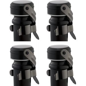 Bouchon Champagne et bouchon bouteille vin Acier Inoxydable Bouchon Bouteille Champagne bouchon vin avec silicone Résistant aux fuites Restez frais Paquet de 4 (Noir) - Neuf