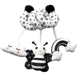 Jouets Pour Poussette,Activit&eacute; En Spirale Jouets Suspendus Si&egrave;ge D'auto Jouets Pour B&eacute;b&eacute; Jouet En Spirale,Avec Cloche Sonnante Jouet C&acirc;lin Doux,Convient &Agrave; Tous Les B&eacute;b&eacute;s (Noir Et Blanc) - Neuf