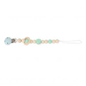 Attache-Tetine En Bois Pour Bebe, Perles Colorees En Forme De Perles Pour Enfants (Bleu) - Neuf