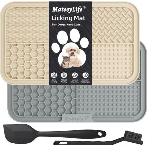2pcs Tapis De Léchage Chien Avec Ventouses-Tapis Anti-Glisse Alimentation Humide/Sèche,Surface Alvéolée Lavable Apaisant Anxiété Chien/Chat,Tapis De Distribution Pour Croquettes - Neuf