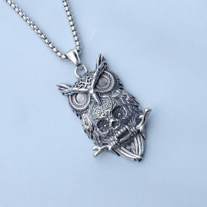 Style Punk Titane Chaîne En Acier Européen Et Américain Pendentif Vintage Personnalisé À La Mode Garçons Et Filles Mode Hibou Collier Personnalité Femme - Neuf