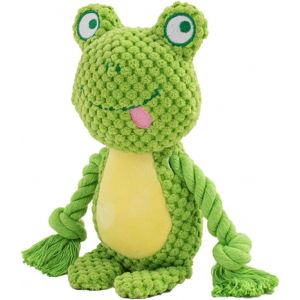 Squeaky Dog Toys With Crinkle Paper,Plush Dog Chew Toy,Interactive Cotton Rope Toy,Interactive Puppy Toys For Small Dogs (Frog - Neuf