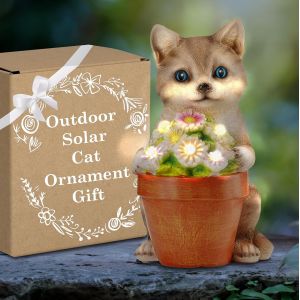 Nouvelhorizonstore-Lampe Solaire Pour Chat &iquest; Statue De Jardin D'ext&eacute;rieur &iquest; D&eacute;coration De Jardin En Forme De Chat &Agrave; &Eacute;nergie Solaire Pour L'ext&eacute;rieur &iquest; Pot De Fleurs Peint &Agrave; La Main, Chat Lumineux, Ma - Neuf
