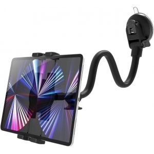 Support Tablette Voiture Col de Cygne Flexible, Porte iPad Camion Tableau de Bord/Pare Brise avec Bras Long 34cm, Fixation Ventouse pour iPad Pro Air Mini, Galaxy, Huawei, iPhone, 4-12,9 - Neuf