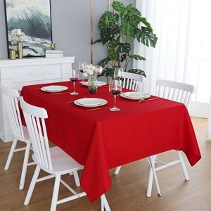 Eryi-Nappe Rectangulaire 140 X 200 Cm - Rouge Nappe En Mélange De Coton 250 G/M² Adaptée Pour Une Table De 4 À 6 Personnes - Nappe En Lin Idéale Pour La Table De Noël - Neuf