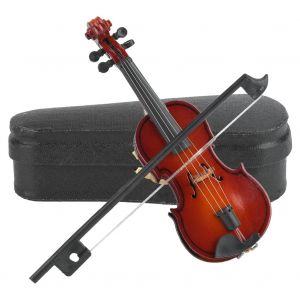 Violon miniature en tilleul avec manche, instrument decoratif, cadeau - Neuf
