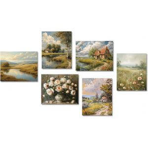 KALANKA-Affiche de Décoration Murale Vintage French Country Affiche Murale Botanique Rustique pour Salon Farmhouse Chambre à coucher 8x10 in Sans Cadre Lot de 6 - Neuf