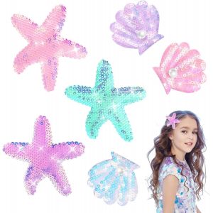 Kal-Lot De 6 Pinces À Cheveux En Forme D'étoile De Mer, Couvre-Chef À Paillettes, Couvre-Chef En Perles Multicolores, Épingles À Cheveux À Paillettes Pour Femmes Et Filles - Neuf
