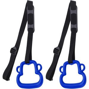Paire D'anneaux De Gymnastique Pour Enfants, Anneau De Gymnastique D'intérieur Avec Sangle Réglable, Capacité De Charge : 150 Kg (Bleu) - Neuf