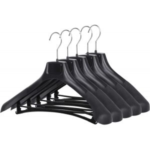Letnerny-Cintres Larges Pantalons Costumes Manteaux Vestes En Plastique Noir - Lot De 5 - Neuf