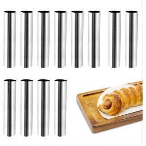 Tianyi-12 Pcs Cannoli Moule Moules Cr&egrave;me P&acirc;tissi&egrave;re En Acier Inoxydable, Croissant Cuisson Moule, Tube Moule En Corne Cr&egrave;me Pour Coins De Cr&egrave;me, Petits Pains &Agrave; La Cr&egrave;me, Croissants - Neuf