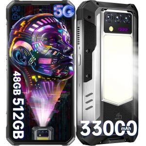 OUKITEL WP100 Titan 5G T&eacute;l&eacute;phone Portable Incassable,33000mAh,48Go+512Go Noir - Neuf