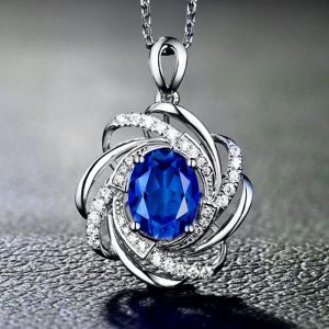 Collier Clavicule En Saphir À Fleurs Tendance, Cadeau Idéal Pour La Saint-Valentin - Neuf