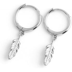 Kal-Boucles D'oreilles Cr&eacute;oles D&eacute;licates En Forme De Plume Pour Femmes Et Filles En Argent Sterling S925 Avec Breloques -Boucles D'oreilles Pendantes Pendantes -Bijoux Personnalis&eacute;s -Cadeau D&eacute;lica - Neuf