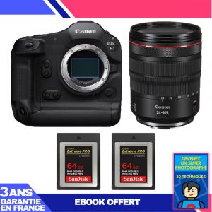 Boitier Canon EOS R1 + RF 24-105mm f/4 L IS USM + 2 SanDisk 64GB Extreme PRO CFexpress Type B + Ebook 'Devenez Un Super Photographe - Neuf