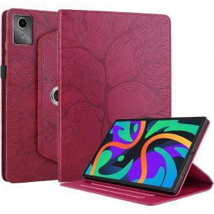 Coque pour Lenovo Tab M11 11 Pouces 2024 (TB330) - ?tui Support Rotatif 360&iexcl;&atilde; en PU Cuir - Housse de Protection Portefeuille pour Tablette - Rouge - Neuf