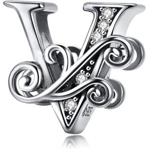 Eryi-Charme Lettre De L'alphabet Argent Sterling 925 Avec Aaaaa Zircone Femmes Perles Charm Compatible Pour Pandora Vrai Breloque & European Bracelet - Neuf