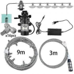 (Kit 12 m) Kit de système de refroidissement par brumisation intelligent 6-18 m Buses à verrouillage coulissant 6 mm Connecteurs en T à montage rapide Compatible avec l'arrosage extérieur des terrasses de jardin-c - Neuf