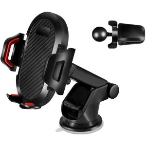 Support De Téléphone 3 En 1 Pour Voiture, Support De Téléphone Pour Tableau De Bord, Pare-Brise, Grille D'aération, Rotation À 360°, Ventouse Puissante Et Bras Long Pour Support De Téléphone - Neuf