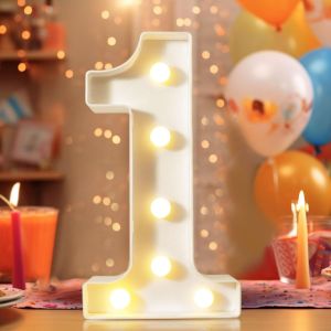 Chiffres Décoratifs Lumineux À Del De 22,4 Cm, Numéros De Chapiteau Pour Décorations De 1er Anniversaire, Panneau Lumineux Pour Fête D'anniversaire, Veilleuse, Anniversaire De Mariage, Décoration - Neuf