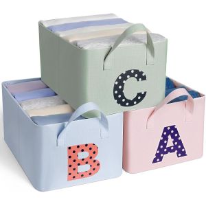 lbgwp60-Boîte De Rangement En Tissu,Lot De 3 Oxford Cube De Rangement Avec Poignée 40X30X19Cm 23L,Abc Pliable Paniers De Rangement Bébé Avec Cadre En Métal, Organ ur Pour Jouets,Vêtements,Outils - Neuf