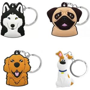 KAL-4 Pi&egrave;ces Chien De Compagnie Porte-Cl&eacute;s Mignon Porte-Cl&eacute;s Pour Cl&eacute;s De Voiture, Sac, Sac &Agrave; Dos, T&eacute;l&eacute;phone Portable Cadeau Pour Enfants - Neuf