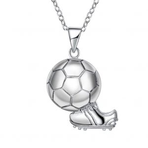 Collier Chaine En Argent Tendance Avec Pendentif En Forme De Chaussure De Football, 1 Piece, Cadeau Ideal - Neuf