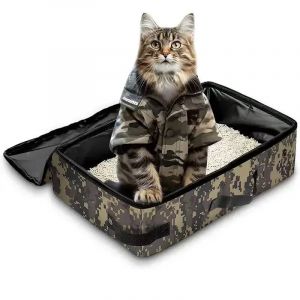 Lets Go Camping¿Bac À Litière Pliable Pour Chat,Portable,Voyage,Toilettes Pour Animaux De Compagnie,Boîte À Litière Étanche Pour Chats Et Chiens.Camouflage.40x30x15cm - Neuf