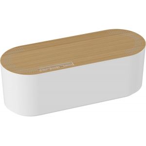 EU/CTUSMLO/SW Bo&icirc;te de Rangement pour C&acirc;bles, Bo&icirc;te Cache-C&acirc;ble, Cache Multiprise, Garder les C&acirc;bles Bien Rang&eacute;s - Blanc avec Couvercle de Bois, Petite - Neuf