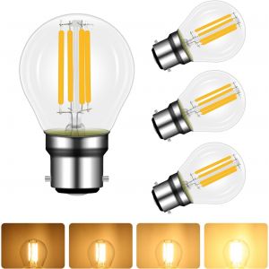 Kalanka-Lot De 4 Ampoule Led 4w B22 Bajonett Filament Dimmable, Equivalent &iquest;&iquest; Ampoule Incandescente 40w, Blanc Chaud 2700k, 400 Lumen, Angle De 360o, G45/P45 Forme, Lampe Filament Vintage Transparent - Neuf