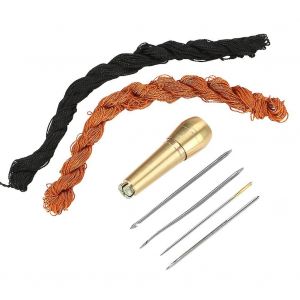 18m Noir Marron Lignes Fils Pour Réparation De Chaussures De Bricolage Avec Crochet Aiguilles À Coudre Poinçon Kit - Neuf