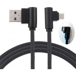 Long Angle Droit Micro Câble Usb,Nylon Tressé 90 Degré Usb A À Micro B Charge & Data Sync Câble-2m-Noir - Neuf