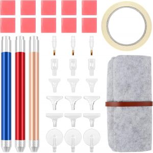 Diamond Painting Accessoires,Diamond Painting Kit Avec 3 Stylo Diamond Painting,Point Stylo Rapide,Colle,Trousse De Stylo,Rouleau De Diamond Pour Diy Artisanat - Neuf