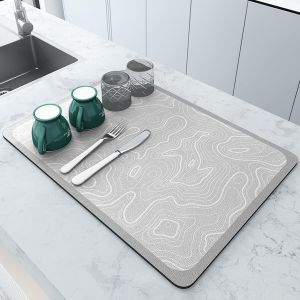 Tapis Égouttoir Vaisselle, Tapis De Séchage Vaisselle Super Absorbant, Tapis Évier Cuisine En Nanofibres À Séchage Rapide Pour Cuisine (30 X 40cm, Vaisselle) - Neuf