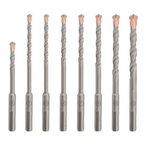 lbgwp60-Lot De 8 Forets Sds Plus 5-12 Mm, Kit De Forets Pour Marteau Perforateur ¿ Acier Au Carbure Résistant Rotatif Perceuses À Tête Cruciforme Pour Céramique Brique Béton Mur Pierre Métal Plastiqu - Neuf