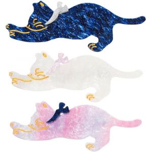 Lbgwp60-Lot De 3 Épingles À Cheveux En Forme De Chat Pour Femme - Accessoires À Cheveux Pour Filles - Décorations À Cheveux Pour Femme - Barrette À Cheveux En Acrylique Pour Femme - Animal - Neuf