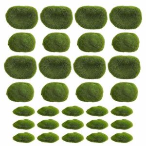 30PCS 3 taille roches décoratives,boules de mousse vertes,arrangements jardins et artisanat - Neuf