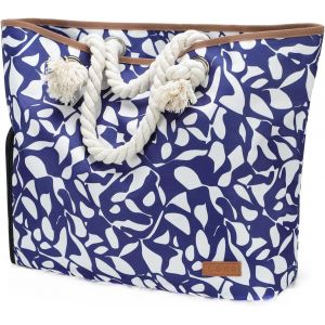 RFCBC-Lekesping Sac de plage imperméable pour femme Sac fourre-tout à bandoulière avec fermeture éclair et poche, Bleu + blanc., XXL, Contemporain - Neuf