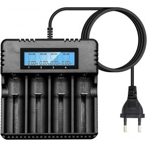 ChenQuanSarl-Chargeur De Batterie Avec Écran Lcd, Li Ion, Chargeur De Batterie Intelligent, Multifonctionnel, Quatre Emplacements, Compatible Avec Une Variété De Batteries Li-Ion 3,7 V 26650/18650/14 - Neuf