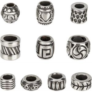 Meimie-10 Pcs Perles En Acier Inoxydable 304,Perles De Colonne Européenne De Stylemixte Tube/Baril/Forme Rondelle Perles D'espacement Pour Collier Bracelet Fabrication De Bijoux À Bricoler - Neuf